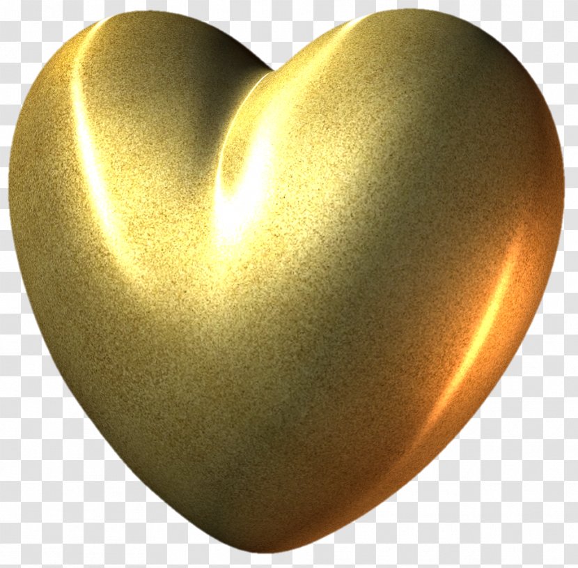 Heart 3D Computer Graphics Clip Art - Gold Transparent PNG