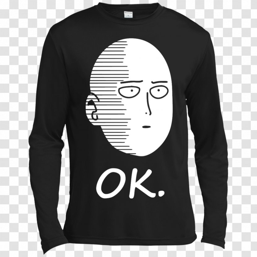 T-shirt Hoodie Sweater Sleeve - Black - One Punch Man Ok Transparent PNG