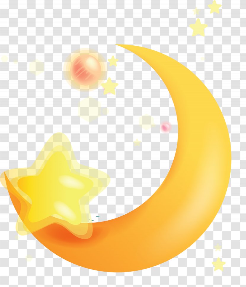 Cute Stars Moon Drawing - Silhouette - Crescent Pattern Picture Material,Cute Cartoon Ship Transparent PNG