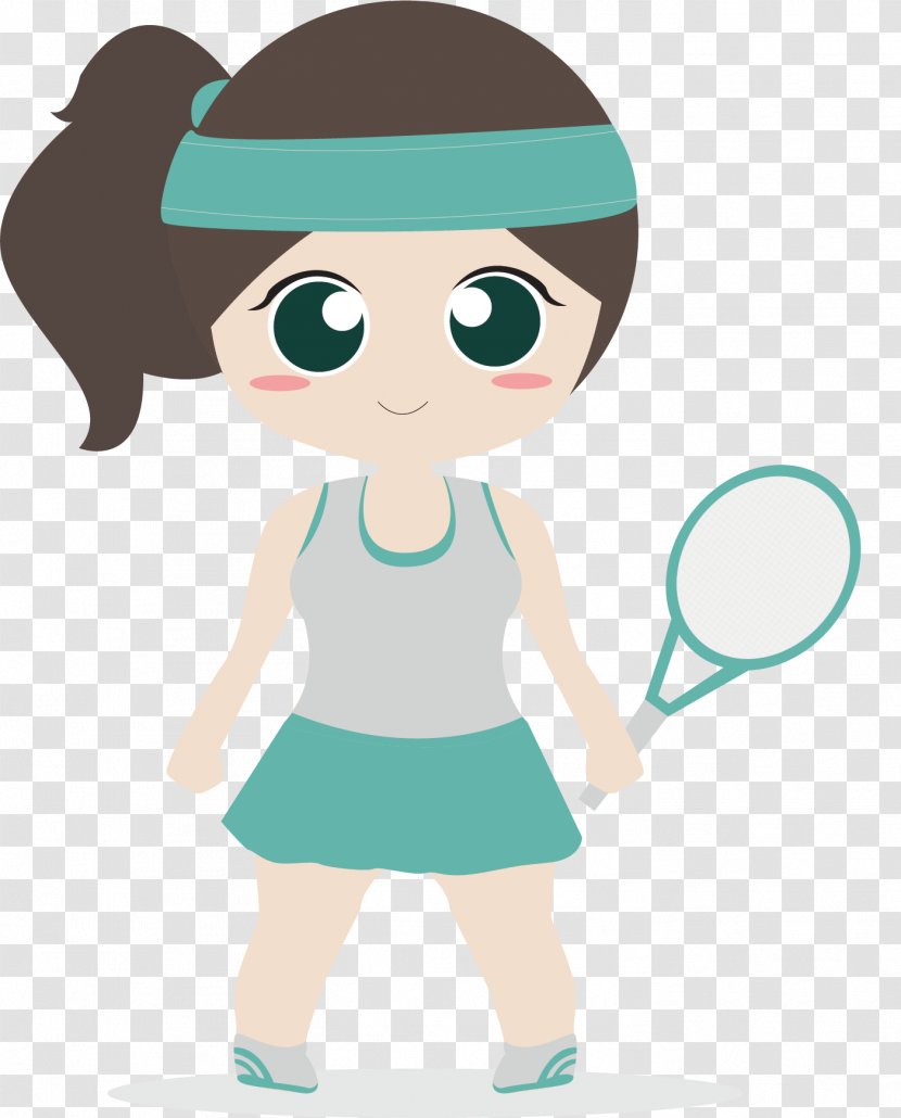 Sport Cartoon Illustration - Vector Hand-painted Female Hair Ball Athletes Transparent PNG