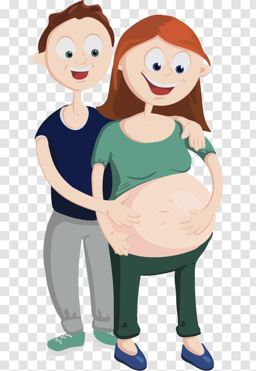 Pregnancy Illustration - Cartoon - Vector Painted Pregnant Women Transparent PNG