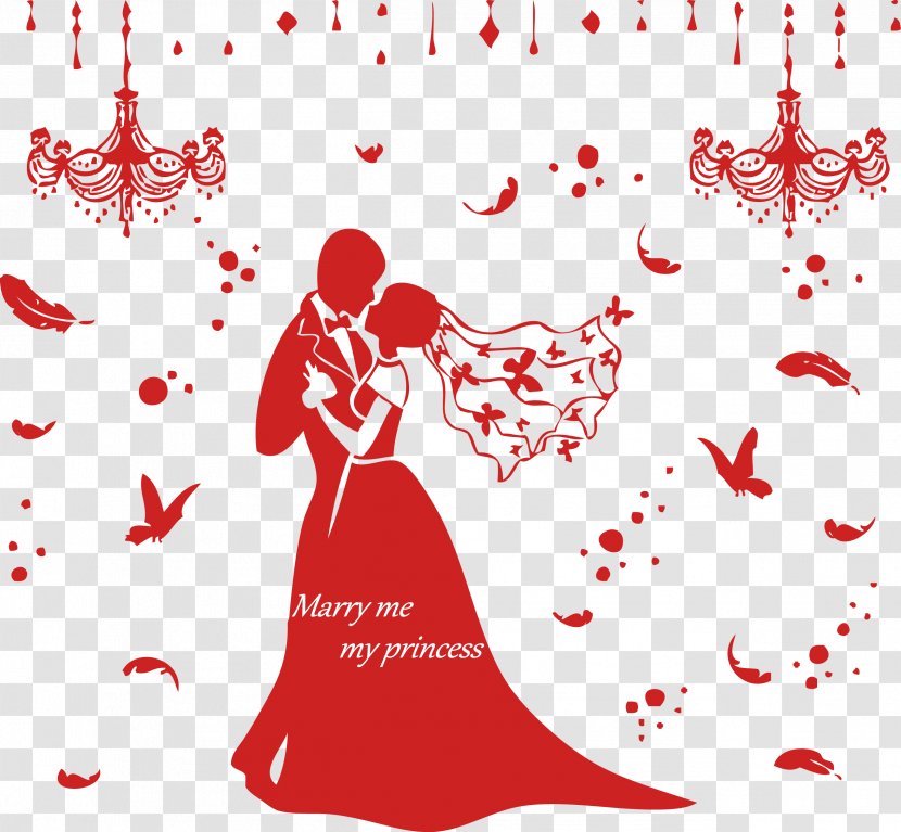 Cartoon Wall Decal Sticker Contemporary Western Wedding Dress - Tree - Marry Me My Princess Transparent PNG