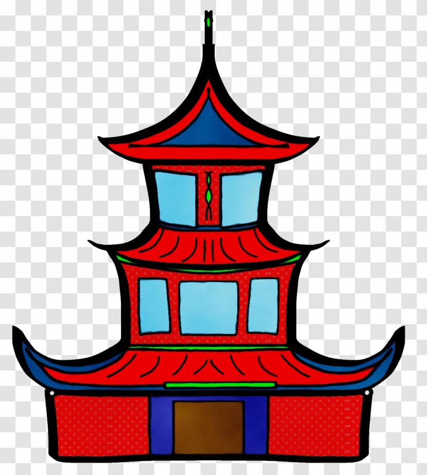 Pagoda Architecture Tower Facade - Paint Transparent PNG