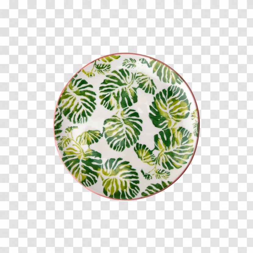 Ceramic Plate Porcelain Bowl Glass - Spoon - Hand Painted Green Leaf Floral Border Transparent PNG