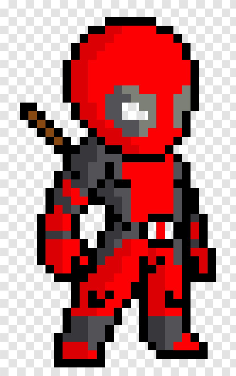 Minecraft Deadpool Pixel Art Drawing Transparent PNG