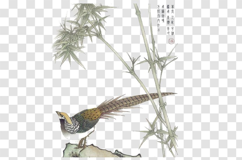 China Gongbi Ink Wash Painting Bird-and-flower Chinese - Twig - Bamboo Transparent PNG