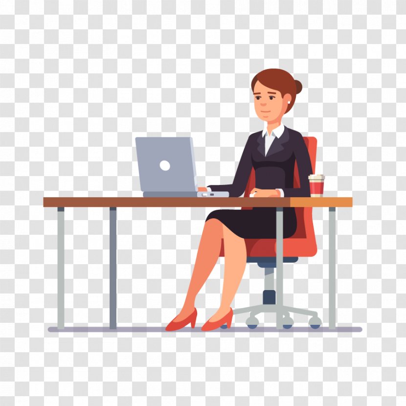 Business Woman - Computer Desk - Whitecollar Worker Secretary Transparent PNG