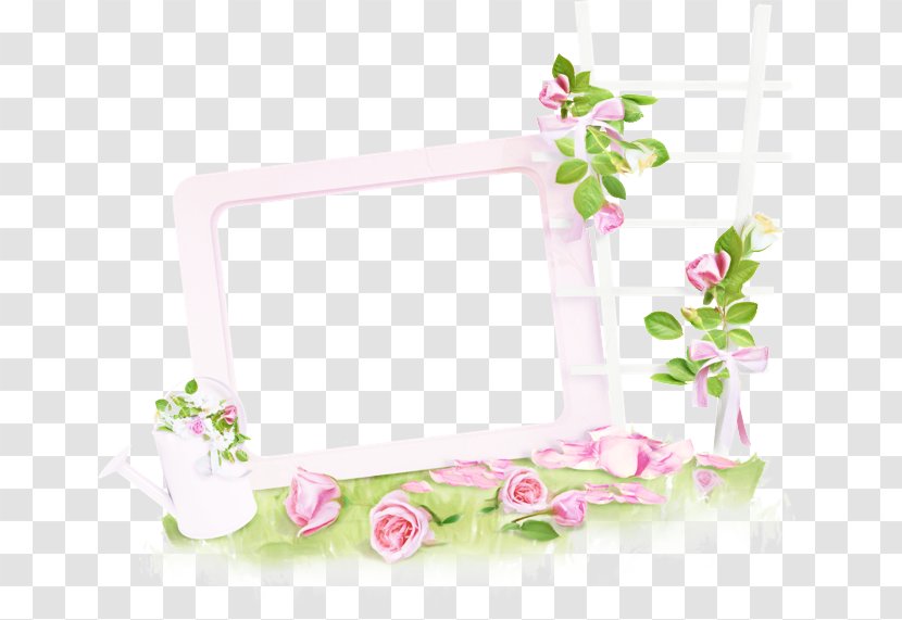 Pink Flower Frame - Rectangle - Interior Design Transparent PNG