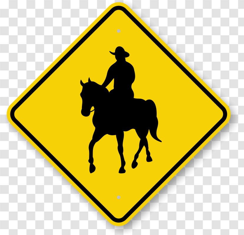 Traffic Sign Road Pedestrian Crossing Warning - Horse Graphic Transparent PNG