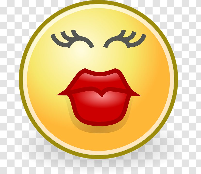 Smiley Emoticon Kiss Clip Art - Yellow Transparent PNG