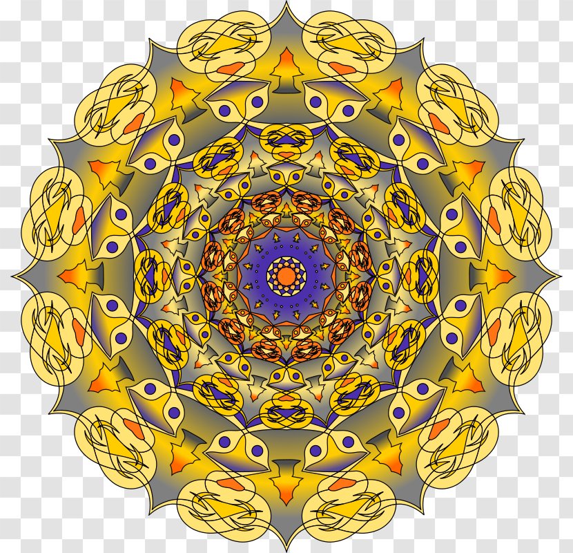 Mandala Color Clip Art - Kaleidoscope - Gold Circle Transparent PNG