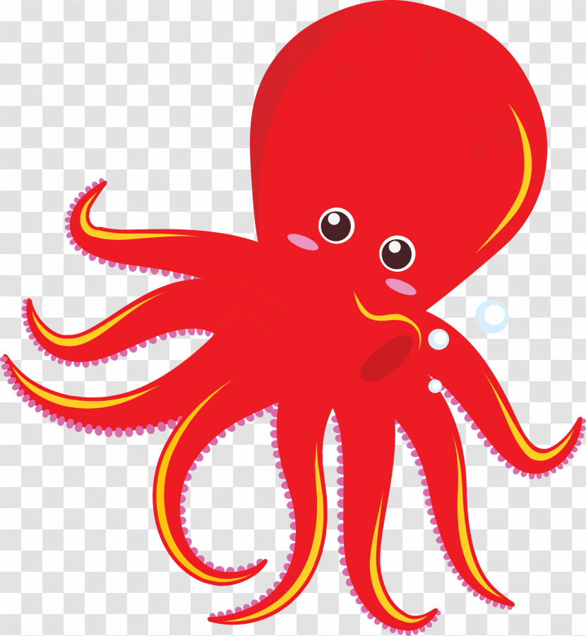 Octopus Giant Pacific Octopus Octopus Red Cartoon Transparent PNG
