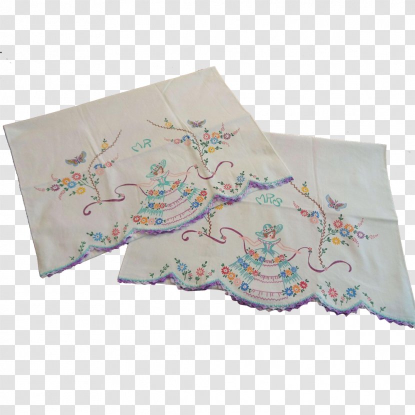 Handkerchief 1940s Linen Lace 1950s - Hand-painted Vintage Transparent PNG