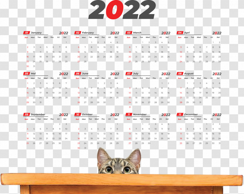 2022 Yeary Calendar 2022 Calendar Transparent PNG