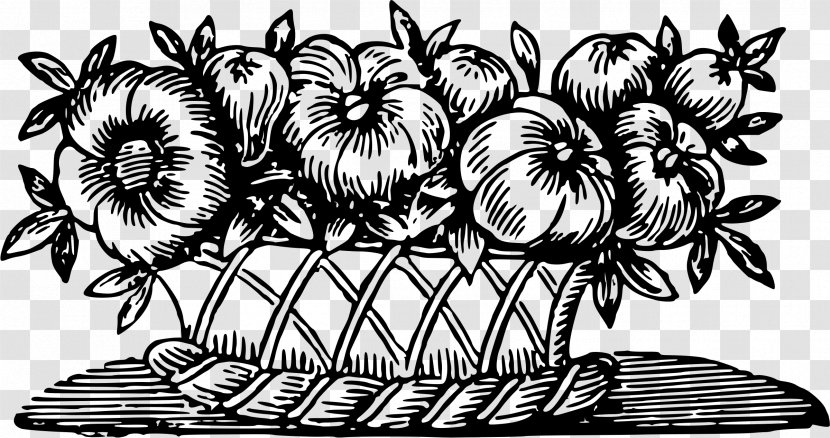 Flower Drawing Black And White Basket Clip Art Transparent PNG