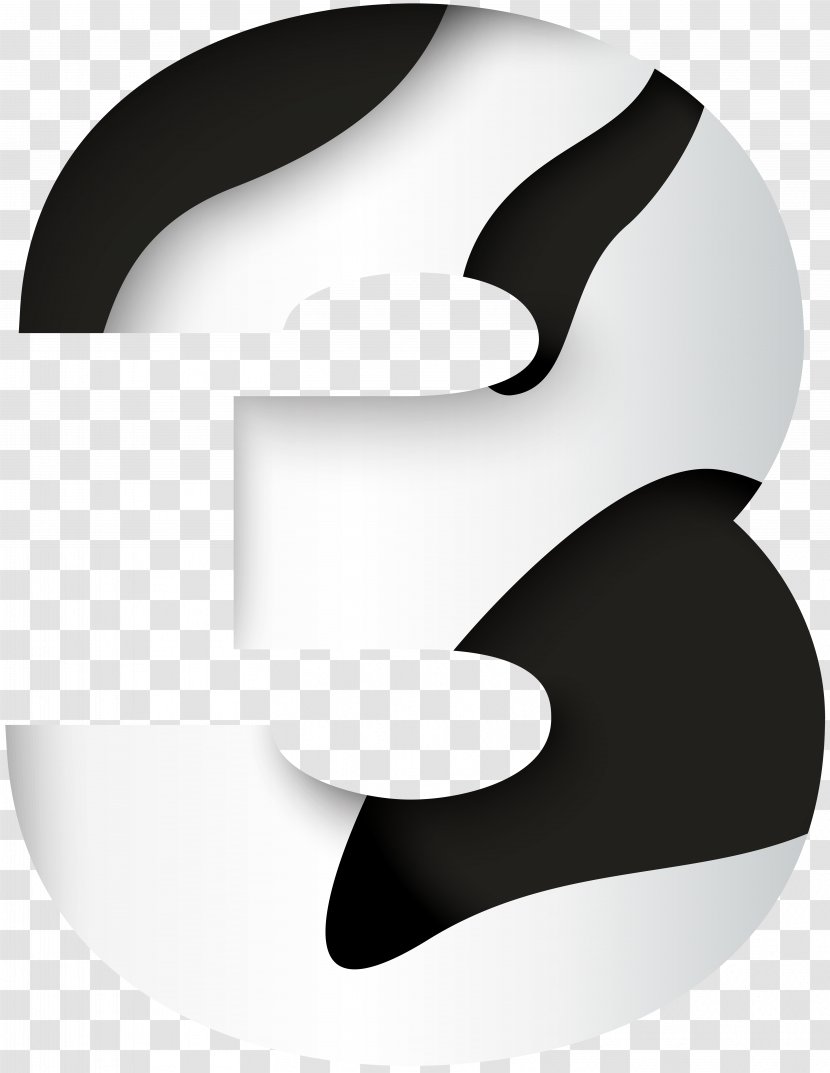 Black And White Graphics Font Design - Text - Number Three Clip Art Image Transparent PNG