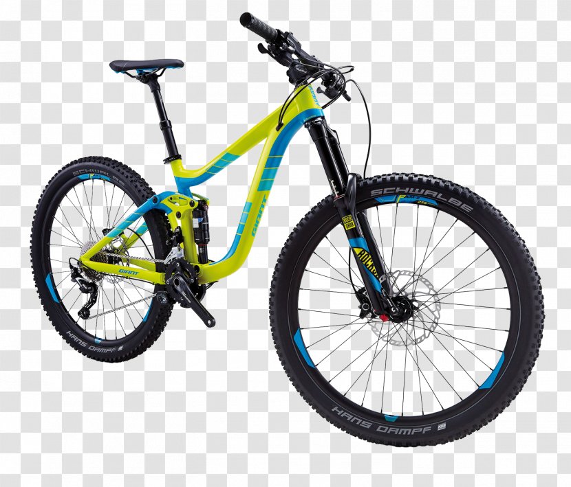 Giant Bicycles Mountain Bike Enduro Downhill Biking - Vehicle - Yellow Blue Transparent PNG