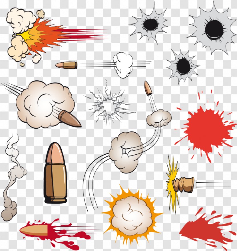 Bullet Cartoon Firearm Clip Art - Vector Explosion Transparent PNG