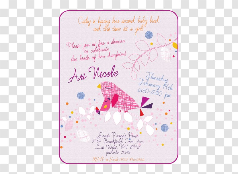 Greeting & Note Cards Pink M Character Font - Baby Shower Invite Transparent PNG