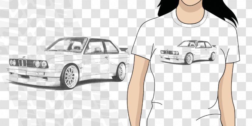 BMW 2002tii T-shirt Car Audi - Black And White - Bmw E30 Transparent PNG