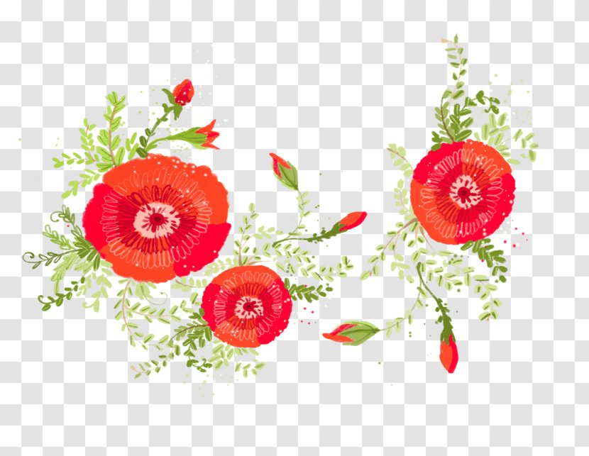 Graphic Design Image Download - Petal - Red Vintage Floral Transparent PNG
