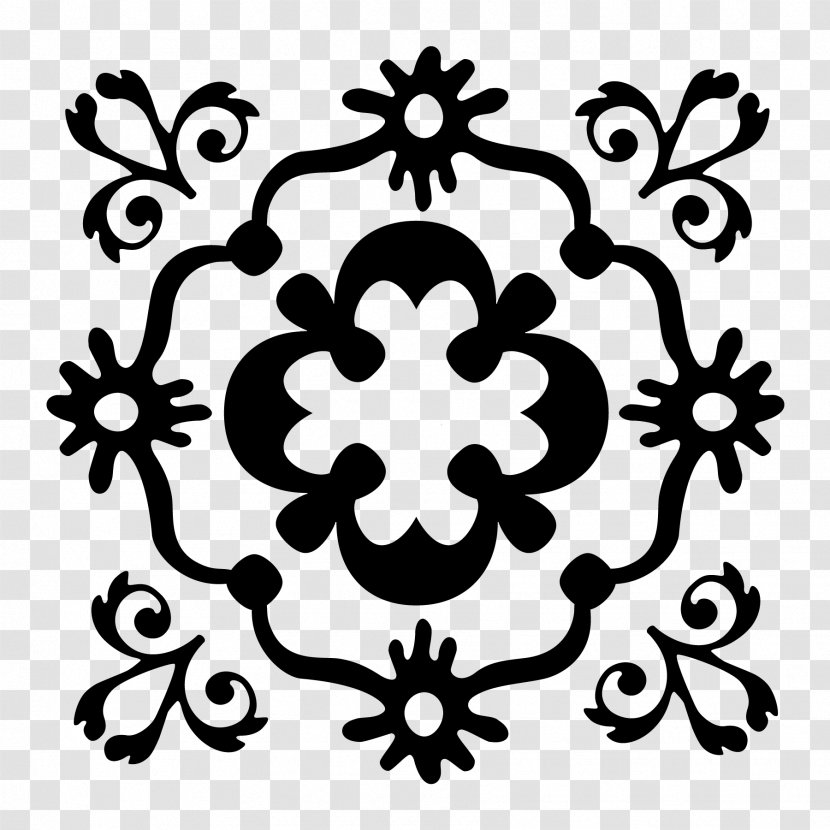 Floral Design Leaf Symmetry Pattern - Black M Transparent PNG
