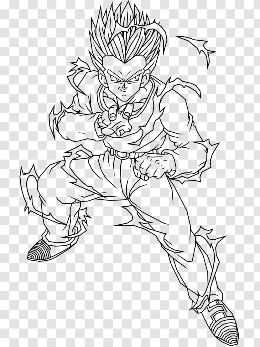 Trunks Gohan Gotenks Goku - Line Art - Drawing Hit Color Transparent PNG