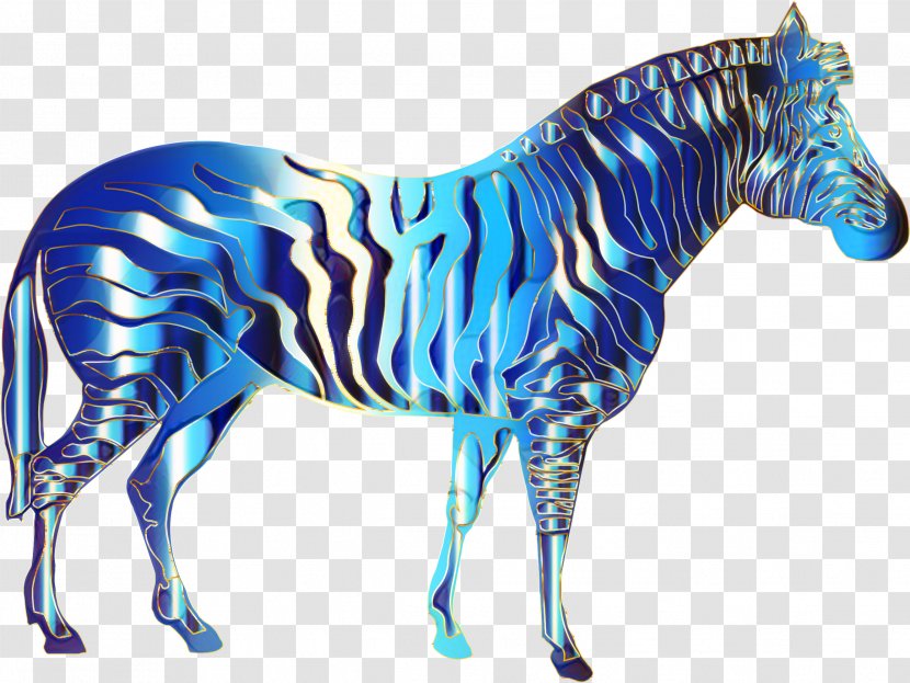 Zebra Cartoon - Cobalt Blue - Line Art Mare Transparent PNG