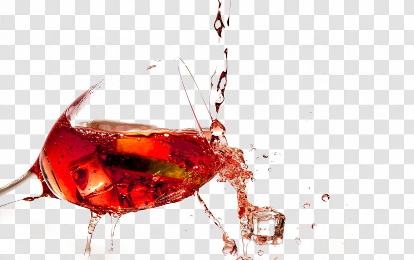 Red Wine Ice Whisky Glass - Alcoholic Drink Transparent PNG