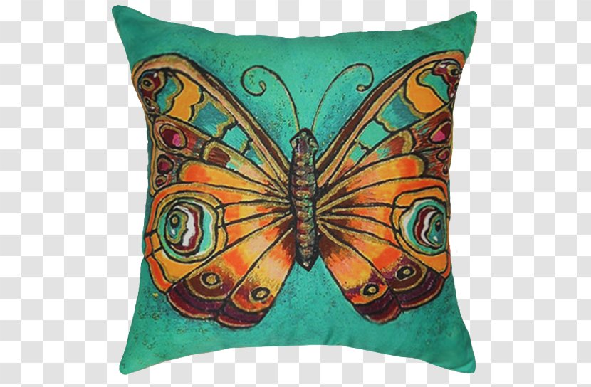 Cushion Throw Pillow Monarch Butterfly Couch - Green Transparent PNG