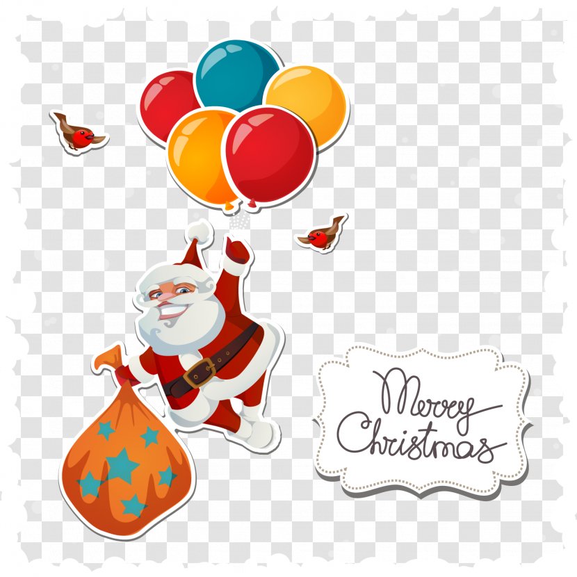 Pxe8re Noxebl Ded Moroz Santa Claus Flight Christmas - Pull Balloon Flying Vector Material Transparent PNG