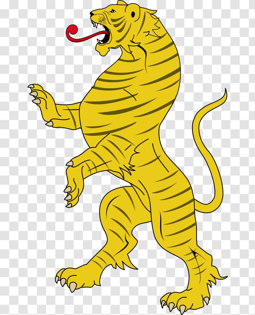 Tiger Lion Heraldry Coat Of Arms Supporter - Line Art Transparent PNG