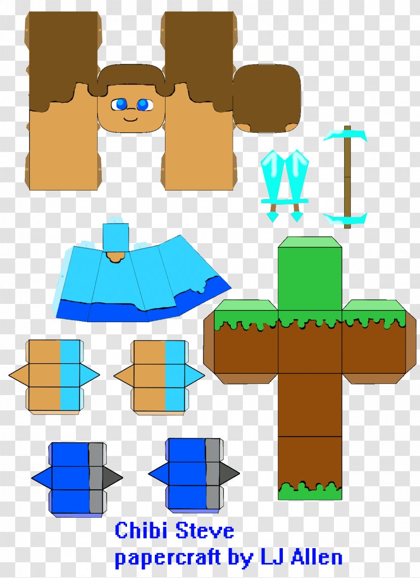 Paper Model Minecraft Pin Herobrine - Watercolor - Steve Transparent PNG