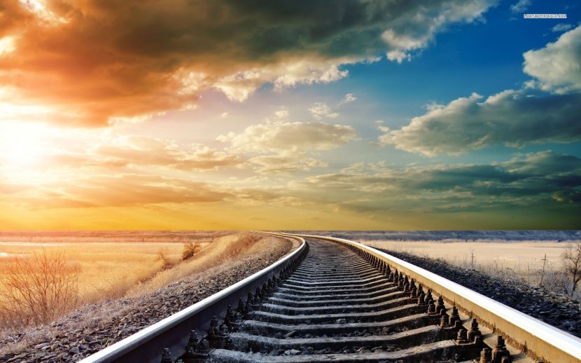 Rail Transport Train Track Railroad Desktop Wallpaper - Morning - Road Transparent PNG