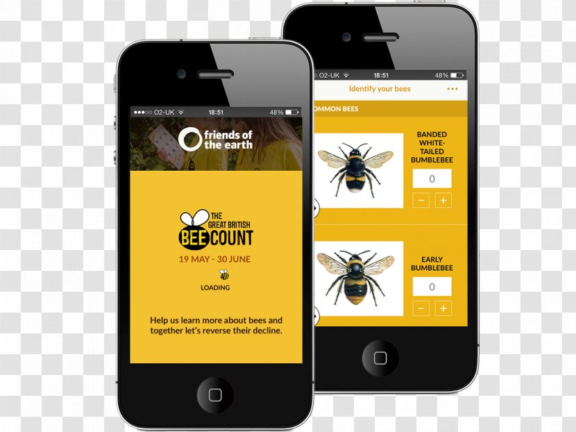 Smartphone Bee Pollinator IPhone United Kingdom - Friends Of The Earth - Plant Identification Transparent PNG