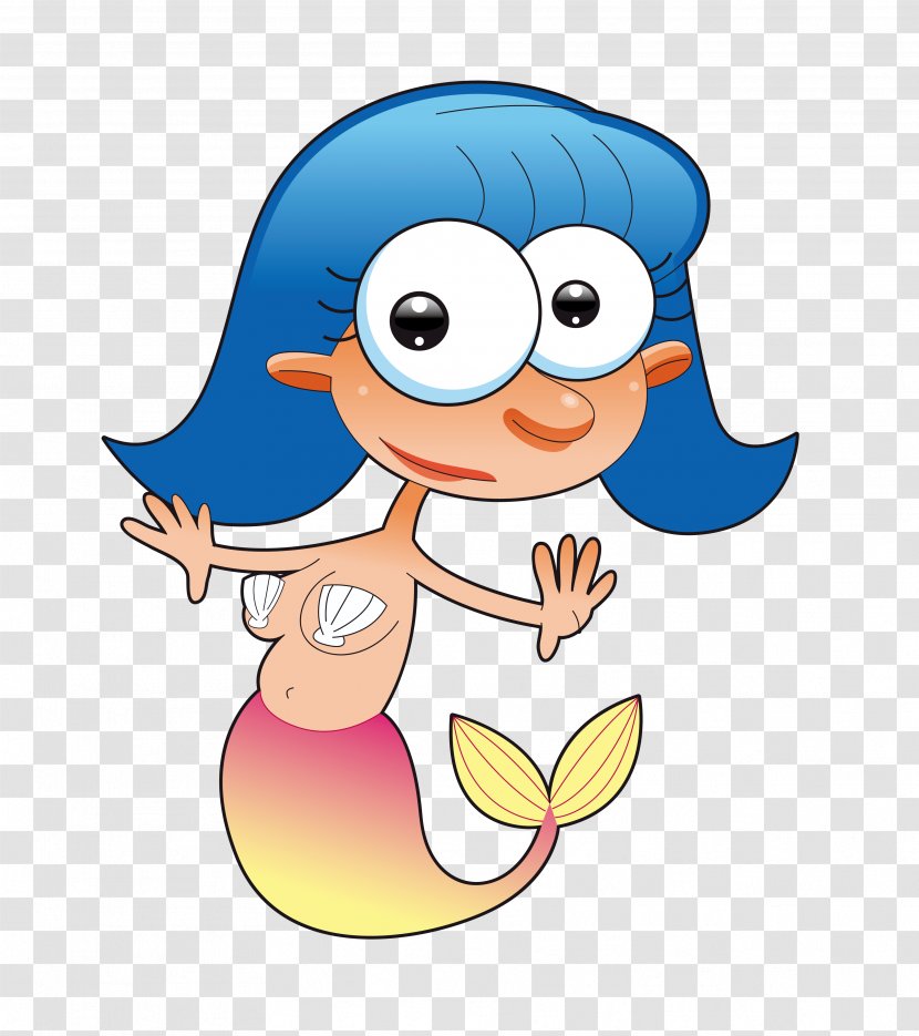 The Little Mermaid Cartoon - Organism - Vector Blue Hair Material Transparent PNG