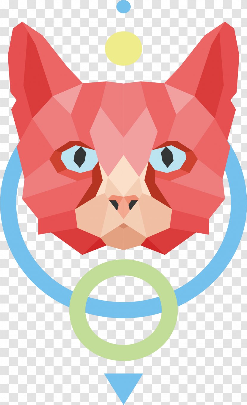 Whiskers Kitten Pink Euclidean Vector - Silhouette - Red Low Polygonal Fox Head Transparent PNG