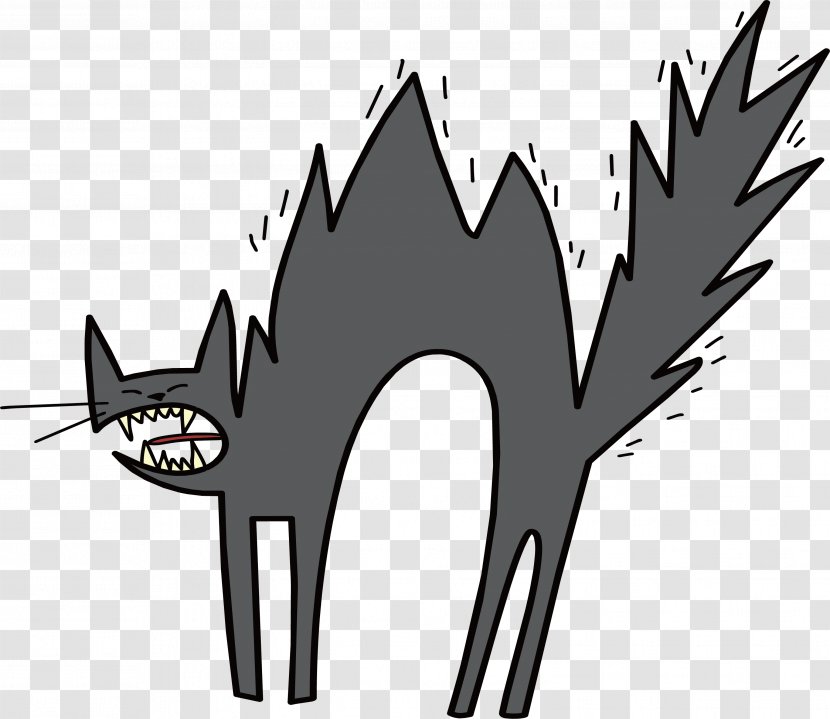 Grey Fried Cat - Dog - Black And White Transparent PNG