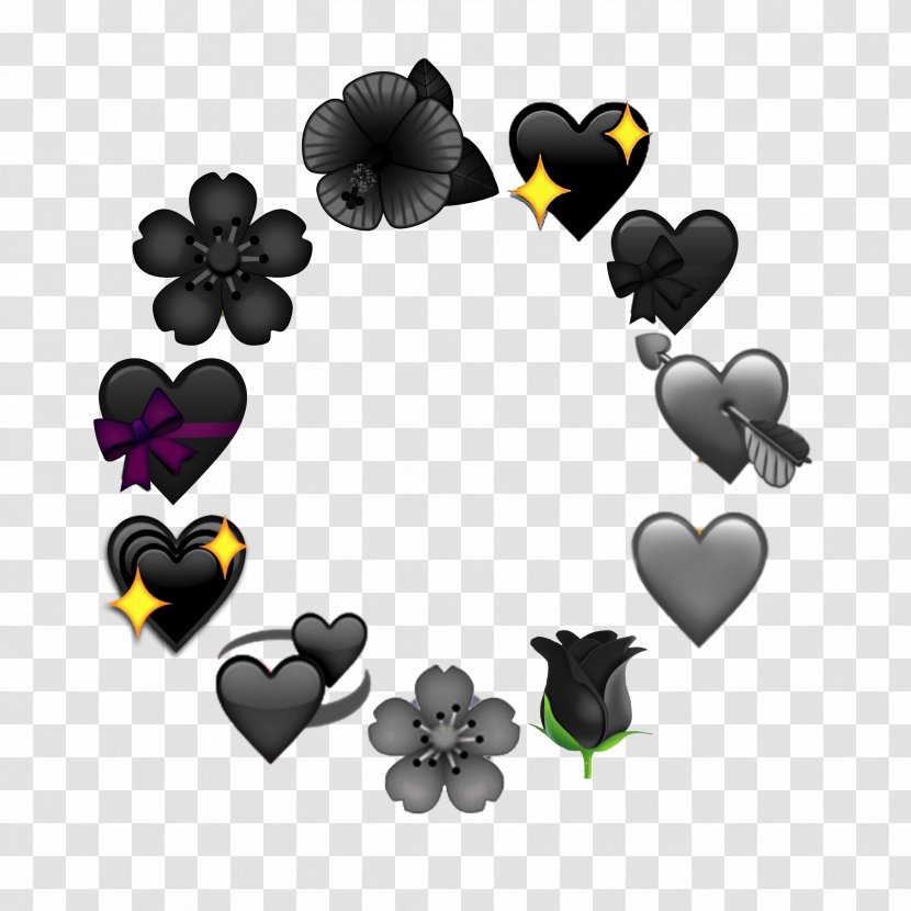 Emoji Aesthetics Hashtag Image - Flower - Black And White Heart Transparent PNG