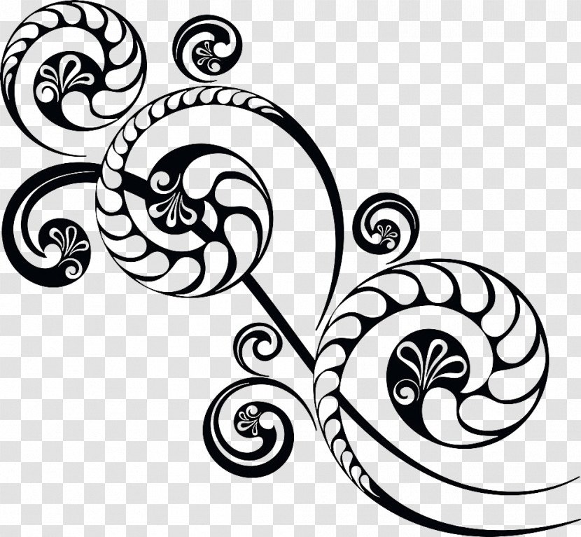 Line Art Black-and-white Pattern Ornament Spiral Transparent PNG