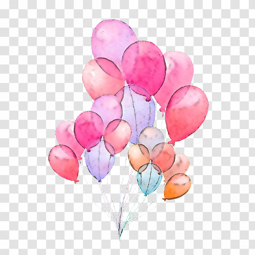 Balloon Pink Party Supply Petal Watercolor Paint Transparent PNG