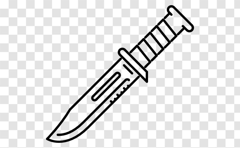 Combat Knife Hunting & Survival Knives - Black And White Transparent PNG