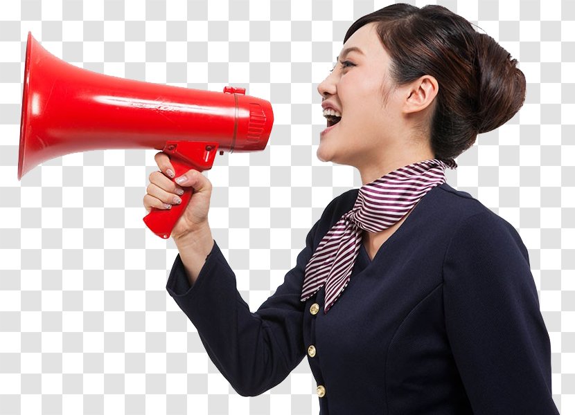 Megaphone Loudspeaker Businessperson Woman - Communication - Flight Attendant Transparent PNG