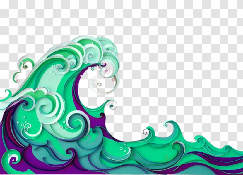 Paper Quilling Graphic Design - Blue-green Water Ripples Transparent PNG