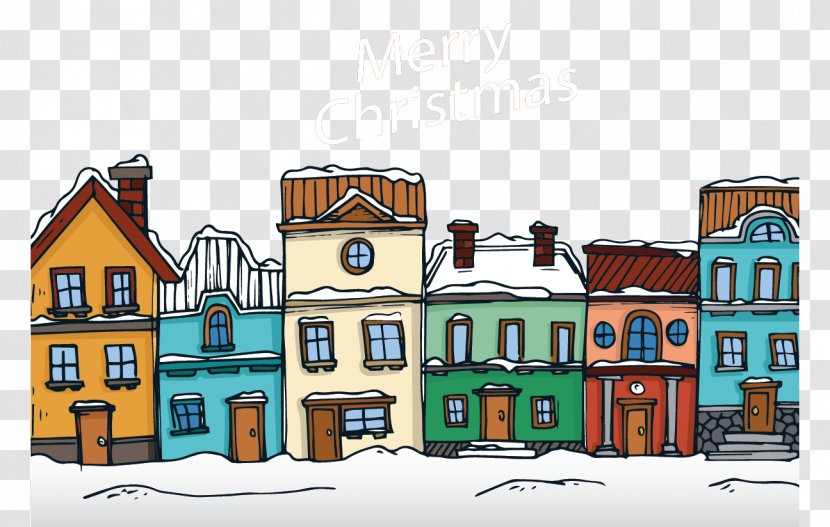 Snow Illustration - House - Painted Town Transparent PNG