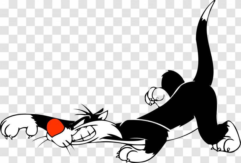 Sylvester Tweety Bugs Bunny Clip Art Looney Tunes - Black And White - The Cat Transparent PNG