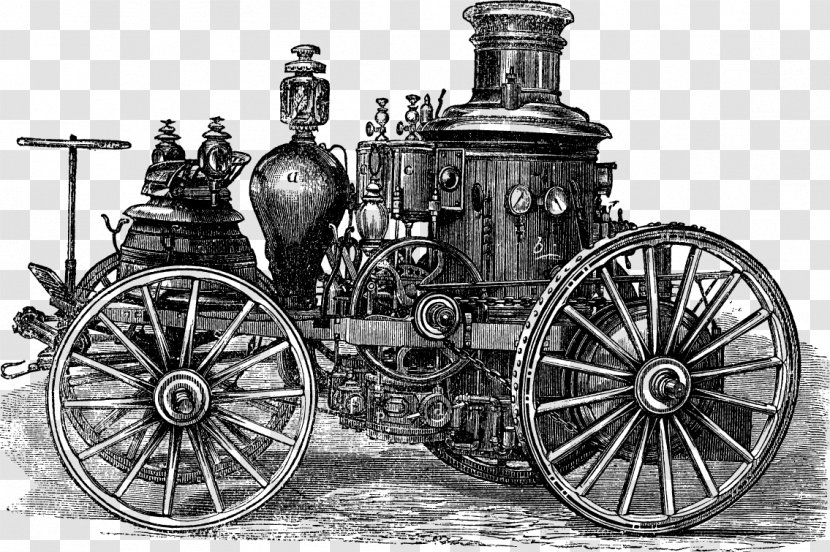 Photography Illustration - Black And White - Industrial Era Steam Engine Transparent PNG