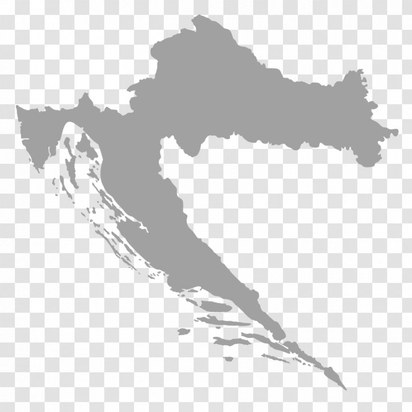 Croatia Vector Map - Black And White Transparent PNG