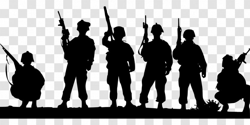 Soldier Military Army Silhouette - Black And White - Raise Or Enlarge An Transparent PNG