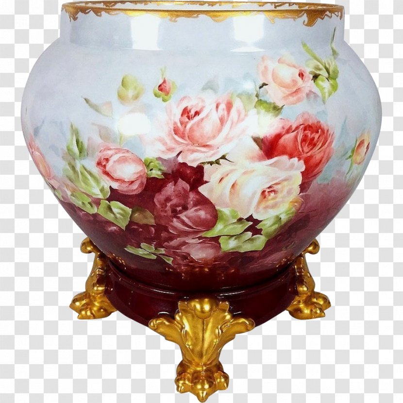 Vase Jardiniere Limoges Rose Ceramic - Porcelain Transparent PNG